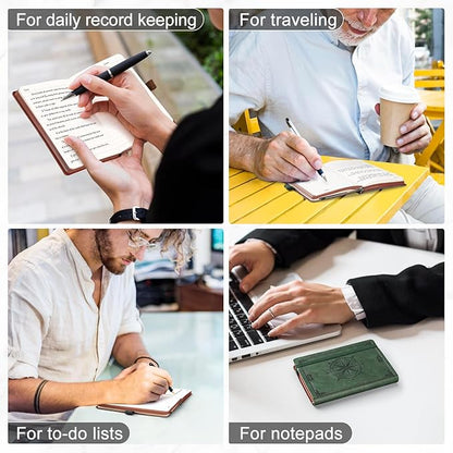 AHGXG Small Blank Pocket Journal Notebook for Men - 256 Numbered Pages B6 Mini Journal, Vintage Soft Leather Hardcover, 80gsm Paper, for Women Work Office School, 4.1'' X 5.7''- Dark Green