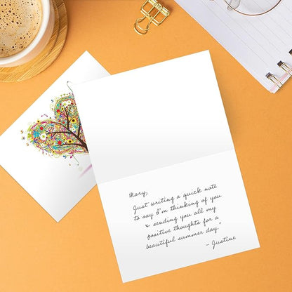 Seasons of Life Note Card Assortment Pack/Set Of 24 Greeting Cards And White Envelopes / 4 7/8" x 3 1/2" Cards Featuring 4 Seasonal Tree Designs