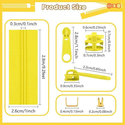 DOITEM 14 Colors Zippers by Yard, 3 mm Zipper 39 Meter 43.5 Yard Nylon Endless Zipper Set with Slider and Zipper
