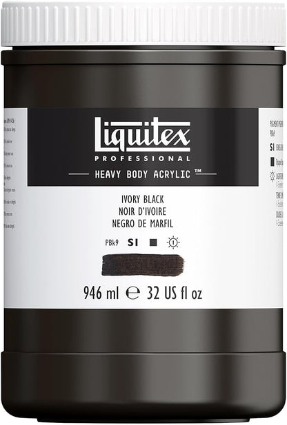 Liquitex Professional Heavy Body Acrylic Paint, 32-oz (946ml) Pot, Ivory Black