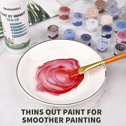 SEVENWELL Gloss Varnish for Acrylic Painting, Paint by Numbers Sealer, Acrylic Clear Coat, High Finish Non-Yellowing Anti-Crazing for Air Dry Clay Glaze