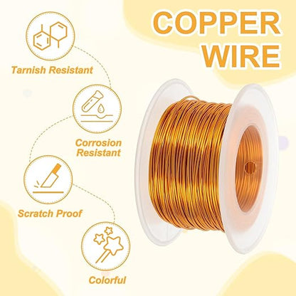 uxcell 20 Gauge / 0.8mm Anodized Aluminum Wire for Jewelry Craft Making, 102 Feet Bendable Flexible Wire for DIY Home Decor Gardening Sculpture, Gold