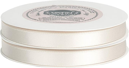 VATIN Double Face Cream Satin Ribbon 3/8" Continuous 50 Yards,Cream Polyester Fabric Ribbon use for Bows Bouquet, Gift Wrapping, Floral Arrangement Wedding Decoration