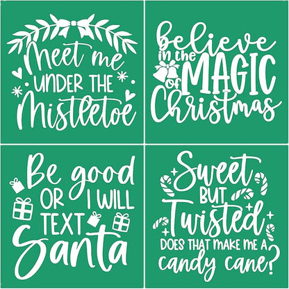 JAJADO Christmas Silk Screen Stencils Reusable Adhesive Stencils Winter Christmas Silk Sceen Transfers Santa Sacks DIY Xmas Gift for Office, School, Bakery, Coffee Bar, Christmas Home Decor Ornaments