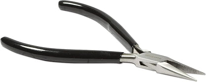 The Beadsmith Chain Nose Pliers – Serrated – Extra Fine Tips – 4.5 inches (114mm) – PVC Grip Handle with Double Leaf Springs – Jewelry Making Tool for Creating Bracelets, Earrings and Necklaces