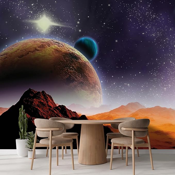 wall26 Wall Sticker/Wall Mural Peering into a Vibrantly Colored Space, Not Peel and Stick, Non-Woven Wallpaper Decorative for Bedroom, Living Room, Office - 132x168 inches