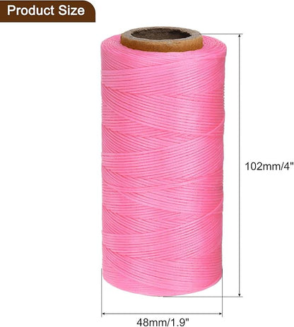 uxcell Leather Sewing Waxed Thread, 284 Yards / 260m 0.8mm 150D Flat Polyester All-Purpose Threads for Leather Crafts, Bookbinding, Cherry Blossom Pink
