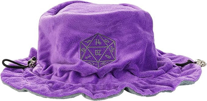 DND Dice Bags Large with Pockets Purple Storage Bag with D20 Logo for RPG Game Dices - Capacity 200+ Dice