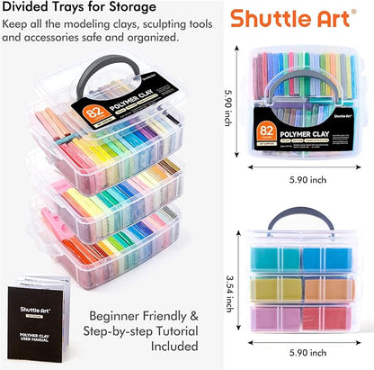 Shuttle Art 82 Colors Polymer Clay Kit with 19 Clay Tools, 16 Kinds of Accessories, Non-Toxic, Non-Sticky, Ideal DIY Art Craft Gift for Kids Adults