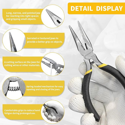 BOOSDEN 5" Small Needle Nose Pliers, Mini Needle Nose Pliers, Micro Needle Nose Pliers-5 Pack