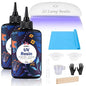 KISREL UV Resin Kit With 22 Lamp Beads Light - Larger Size and 200g Upgraded Hard Type Crystal Clear Resin for Craft Jewelry Making