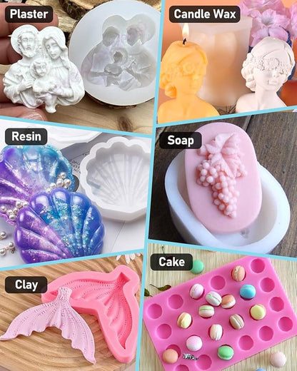 Nicpro 140oz Silicone Mold Making Kit, 15A Platinum Liquid Silicone Rubber, Flexible Silicone Molds Maker Mix Ratio 1:1 for Casting 3D Resins Candle Soap Molds DIY with Gloves, Sticks, Mixing Cups