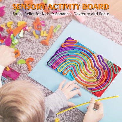 Sensory Fidget Toys for Kids Toddler Boys ,Sensory Activity Board for Stress Anxiety Autistic ADHD, Calm Down Travel Airplane Essentials Toy for 3+ Year Old, Stuffers Gifts for Teens Girls