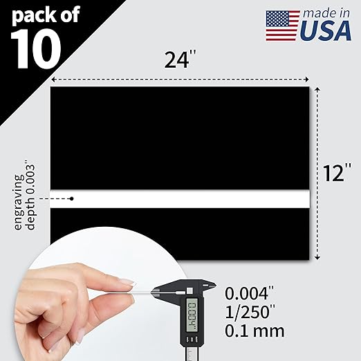 Trotec TroLase Lights | 24"x12"x1/250"(0.1mm thick) | Adhesive-Backed Flexible Laser Engraving Sheet/Film for Decal & Label | Double Color Plastic Sheet for Engraving | Black/White | 10pcs