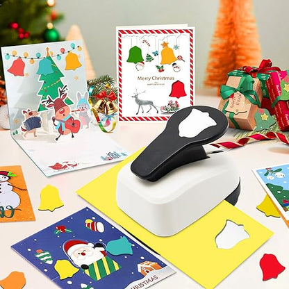 Christmas Punch 1 inch, Bell Punch for Paper Crafting, Bell Shape Hole Puncher for Crafts, Paper Punches for Christmas, Crafts Puncher for Handmade Scrapbook Cards