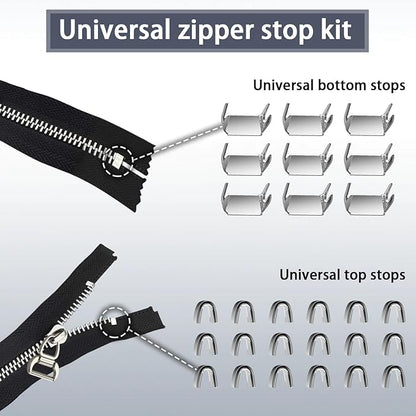 VICHERIA Zipper Repair Kit (45 Pcs), Universal Zippers for Sewing, Replacement Slider Pull Fix Kit for Jackets, Coat, Boot, Backpack, Purse (5#-B-9Pcs)