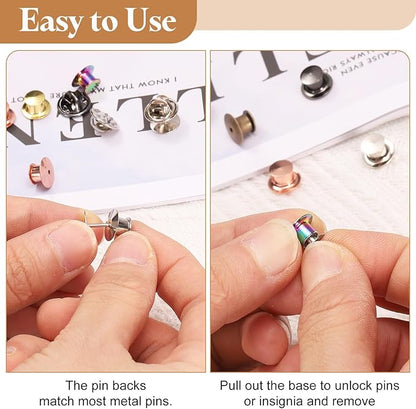 uxcell 30Pcs Metal Locking Pin Backs, Pin Keepers Locking Clasp Flat Head Clamp Needle Back Lock for DIY Brooch Crafts Badges Enamel Lapel, Metallic Black