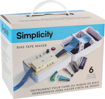 Simplicity 3881925US Sewing and Quilting Bias Tape Maker Tool with 6 Different-Sized Tips, Multicolor, 9pcs