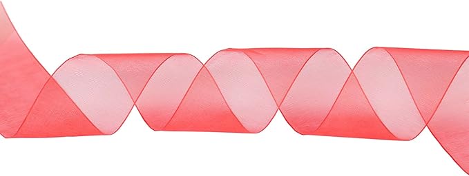 ITIsparkle 11/2" Inch Organza Ribbon 25 Yards-Roll Set for Gift Wrapping Cake Decoration Party Favor Hair Braids Hair Bow Baby Shower Decoration Floral Arrangement Craft Supplies Sheer Ribbon, Red