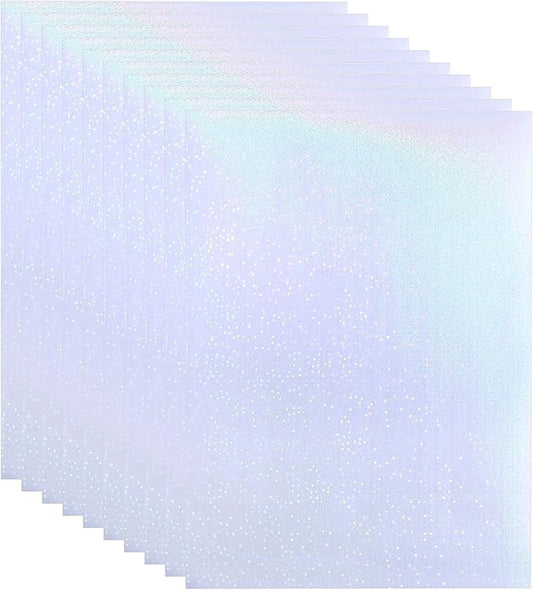 PATIKIL 11.7x8.3" Holographic Sticker Paper, 10Sheets A4 Polypropylene Self-Adhesive Transparent Waterproof Laminate Overlay Film for Photo Cards Scrapbook Decorations, Star