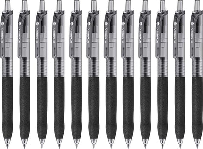 0.5mm Gel Pens Fine Point Smooth Writing Pens, 12PCS Black Ink Pens, Retractable Leather-Like Black Gel Pens, Business Gel Pen for Journaling, Writing, School, Office Use (Black)