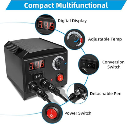 Wood Burning Tool, Wood Burner kit Pen 200~750℃, Wood Burning kit with Digital Thermometer Temperature Adjustable Temperature, 2 pyrographic Wood Burning pens, 36 Wood Burning Pen Tips