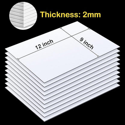 MEARCOOH Self Adhesive Foam Sheets, White 9x12 Inch 2mm Sticky Eva Foam Paper for Crafts Cardmaking Photo Frames Classroom Scrapbooking Christmas Crafts (White 10 Sheets)