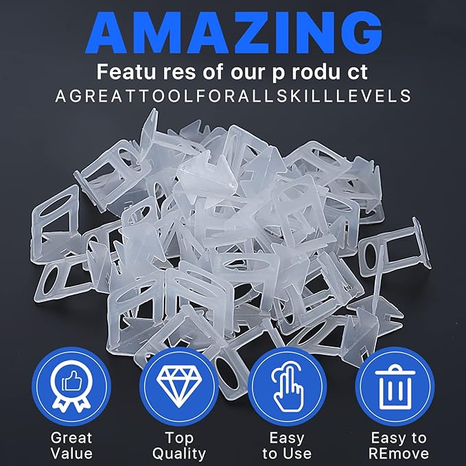4500 Pcs Tile Leveling System Clips 1/8" (3.0mm) for Ceramic Tile and Stone Installation - DIY Tile Leveler Spacers Kit for Perfect Alignment(4500, 1/8)