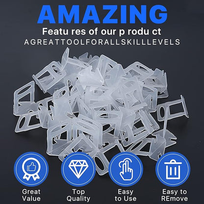 2200 Pcs Tile Leveling System Clips 1/8" (3.0mm) for Ceramic Tile and Stone Installation - DIY Tile Leveler Spacers Kit for Perfect Alignment(2200, 1/8)
