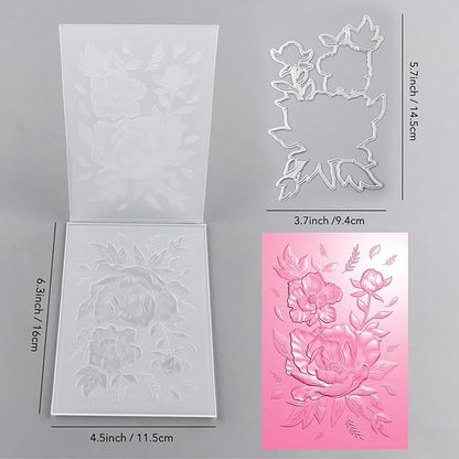 BAOFALI 3D Embossing Folder and Metal Die Set for Card Making,Embossing Template Paper Card Embossing Stencil for DIY Scrapbooking Photo Album Card Paper Craft Decoration 6.3" L x 4.5" W.(16x11.5cm)