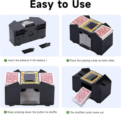 Unniweei Automatic Card Shuffler, Battery-Operated Electric Shuffler, Casino Card Game for Poker, Home Card Game, UNO, Phase10, Texas Hold'em, Blackjack, Home Party Club Game