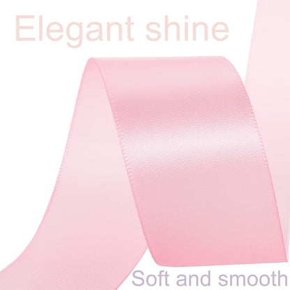 1-1/2 Inch Light Pink Ribbon, 50 Yards Craft Polyester Satin Ribbon Perfect for Gift Wrapping, Handmade Roses, Wedding Party Decorations and DIY Crafts