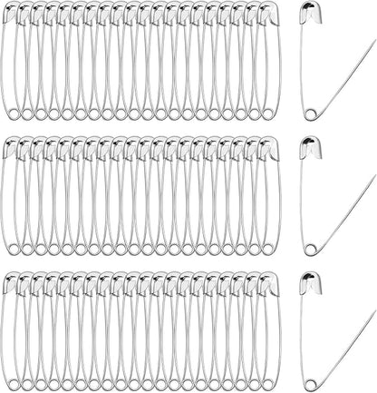 100 PCS 55mm / 2.2 Inch Heavy Duty Quilting Pins, Large Silver Metal Safety Pins for DIY Crafts, Jewelry Making, Baby Clothing