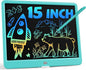 Bravokids 15 Inch LCD Writing Tablet for 3 Year Olds - Electronic Drawing Pad and Doodle Board as Educational Birthday Gifts for Girls and Boys (Blue)