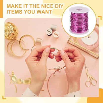 uxcell 12 Gauge / 2mm Anodized Aluminum Wire for Jewelry Craft Making, 102 Feet Bendable Flexible Wire for DIY Home Decor Gardening Sculpture, Dark Pink