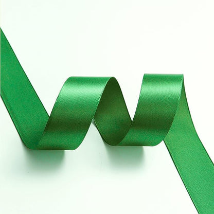 1" x 100 Yards Emerald Green Polyester Satin Ribbon Single Faced Bulk Fabric Ribbons for Gift Wrapping, Crafting, Bows Making, Flower Bouquet, Wedding, Home Decor