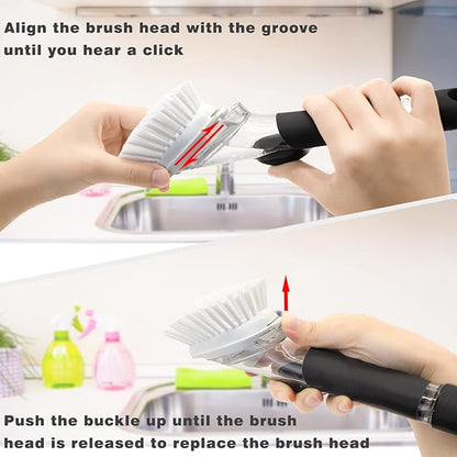 Brush Refills for OXO Dish Brush - 6 Pack Dish Brush Cleaning Soap Dispensing Head Replacement for Scrubber (White)