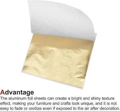 MECCANIXITY Gold Leaf Foil Sheet, Light Golden Leaf Papers, 3.3 x 3.1inch for Art Decoration, Sculptures, Painting, Pack of 100