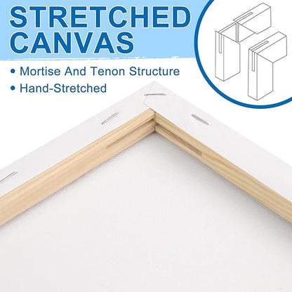 ESRICH Stretched Canvas for Painting, 12 Pack 9x12 Inch Canvas Value Pack,Primed Acid-Free Cotton Blank Canvases, Painting Canvas for Oil & Acrylic Paint.