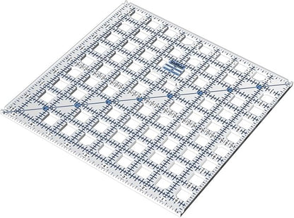 TrueCut Square 9.5" x 9.5" Quilting Ruler with Track and Guide for Straight Cuts - Innovative Quilting and Sewing Ruler for Accurate Fabric Cuts with 1/8th Measurements