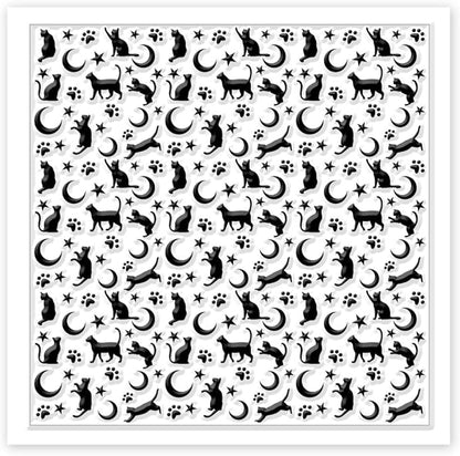 CHGCRAFT Cat Polymer Clay Texture Sheets Moon Stars Texture Stamp Sheets Silicone Texture Stamp Clay Texture Mat Texture Sheets for Polymer Clay Jewelry and Clay Earrings Tools