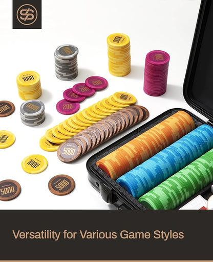 SLOWPLAY Godel Clay Poker Chips, 14 Grams Heavyweight Clay Composite, 40mm Large Chips in Bulk, Pack of 50 with Denomination of 5
