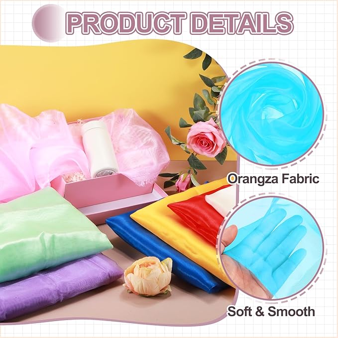MECCANIXITY Iridescent Sheer Organza Fabric, 10 Yards x 59 Inches Solid Holographic Shiny Fabric Organza Cloth for Wedding, Curtains, Costume, Photo Background, Pale Blue