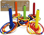 Ring Toss Game for Kids, Indoor & Outdoor Game for Family and Adults with 5 Poles, 2 Bases and 16 Rings in 4 Colors, Soft Foam Toy for Kids Backyard Ring Toss Fun