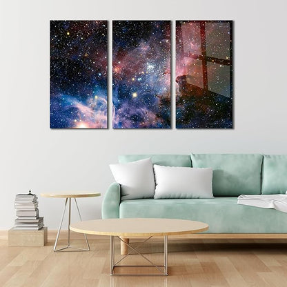 SpiritualHands Stunning Nebula Tempered Glass Wall Art Painting for Living Room, Tempered Glass Modern Prints Decor, Large Vivid Color Panel for Bedroom, Kitchen, or Office