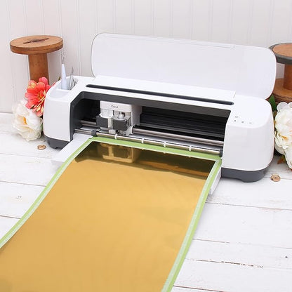 Threadart Metallic Foil Red Heat Transfer Vinyl Film | Custom Cut Roll 20" Wide by The Yard | Compatible with Venture Explore and Maker, Silhouette Cameo, & Large Format Cutters