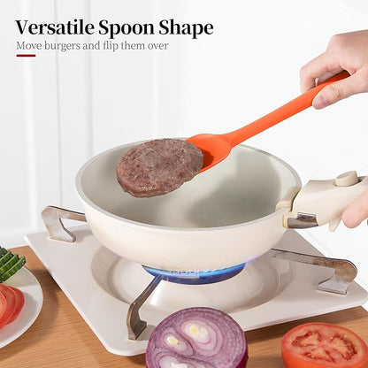 Heat Resistant Silicone Spatula Set of 4, Luxiwise 600ºF High Temp Baking Scraper Cooking Utensils Non-Stick BPA-Free for Seamless Mixing, Folding, Scraping with Rubber Kitchen Essentials (Multi-4)