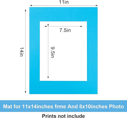 HOTUO 10 Pack 11x14 Mixed Colors Picture Mats, 4 Ply Thickness Frame Mattes for 8x10 Photo, Photo Mat with Core Bevel Cut, for Frames/Artwork/Print/Pictur(with V-Groove)