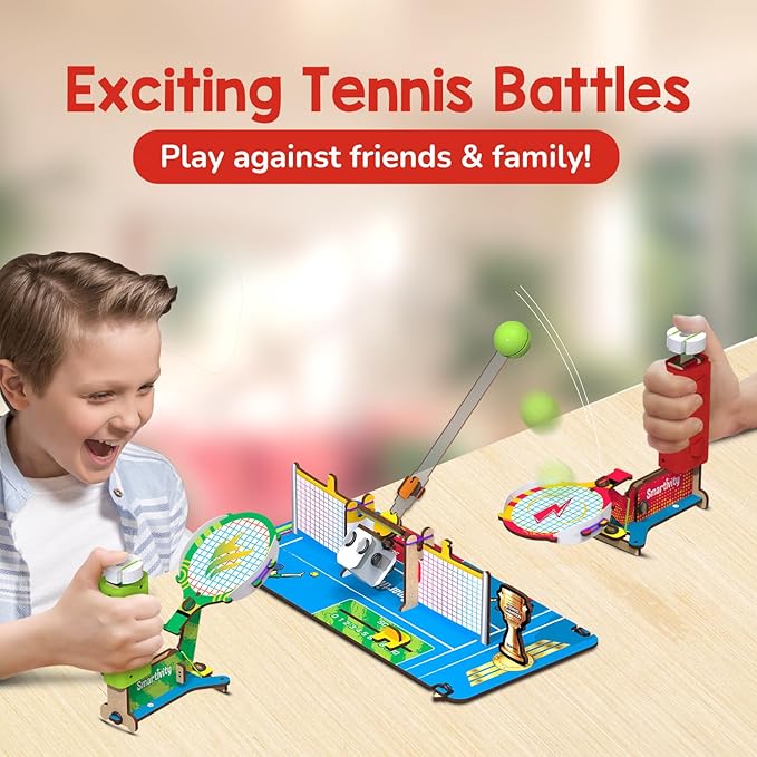 Smartivity Tabletop Tennis - Pickleball Game Kit for Kids 6 to 12, 2-Player STEM Toy with Mechanical Rackets & Scoreboard, Birthday Gift for Boys & Girls Age 6,7,8,9,10,11,12,13,14 Years