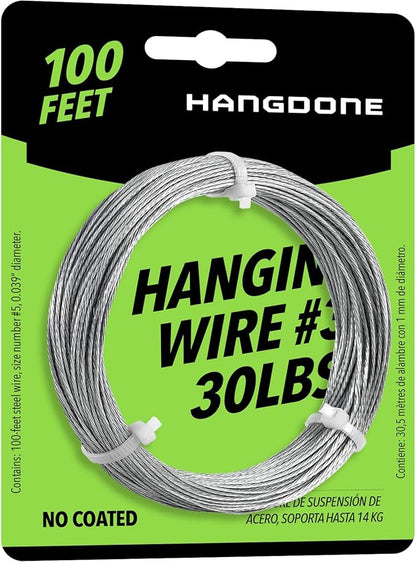 Picture Hanging Wire #3 30lbs 100-Feet, Flexible Steel Wire 18 Gauge for Hang Up Frame/Painting and Mirror
